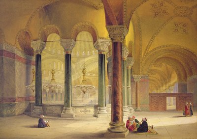 Haghia Sophia, planche 11 : la galerie Meme dans le coin sud-ouest, gravée par Louis Haghe (1806-85) publiée en 1852 - Gaspard Fossati