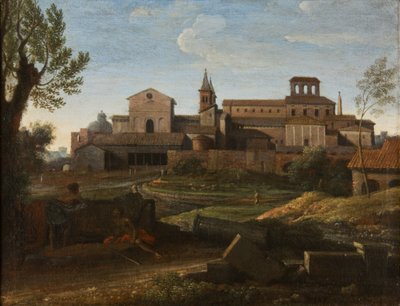 Paysage italianisant avec vue de Saint Giovanni in Laterano, vers 1672-75 - Gaspard Poussin Dughet