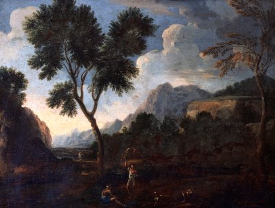 Chasseurs dans une vallée, par Gaspard Dughet (1615-1675) - Gaspard Poussin Dughet