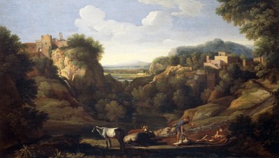 Paysage italien montrant une scène de chasse - Gaspard Poussin Dughet