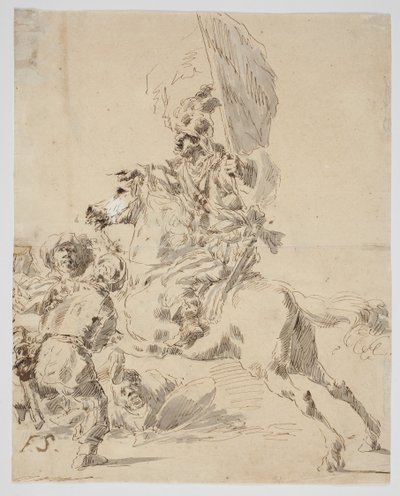 Cavalier et orientaux combattant - Gaspare Diziani