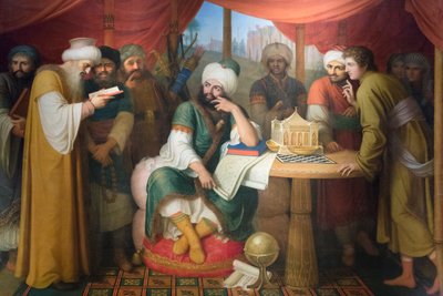 Harun Al Rashid dans sa tente avec les sages de l