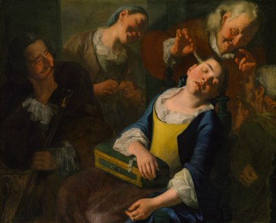 Taquiner une fille endormie, vers 1760 - Gaspare Traversi