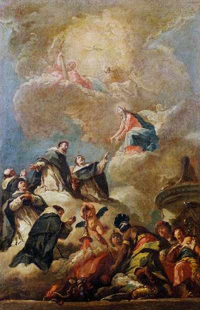 Saints dominicains en gloire, vers 1750, esquisse pour la voûte de l