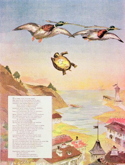La Tortue et les Deux Canards, des Fables de Jean de La Fontaine (1621-95) 1888 - Gaston Gelibert