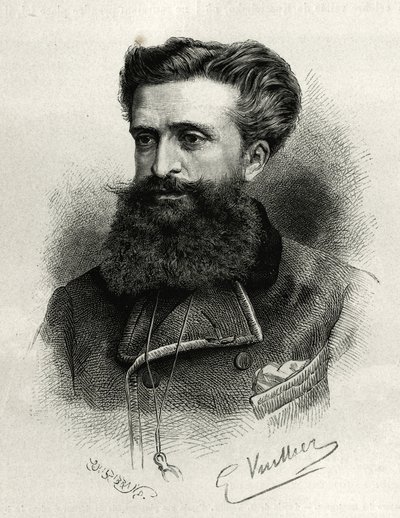 Portrait du Dr Gustave Lebon (1841-1931). Gravure par G. Vuillier, pour illustrer l