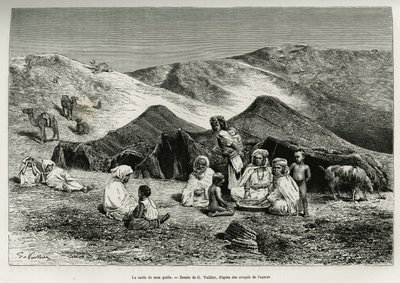 La nezla de mon guide. Gravure par G. Vuillier, pour illustrer le Sahara algérien, par V. Largeau, en 1874-1878, publiée dans le Tour du monde - Gaston Vuillier