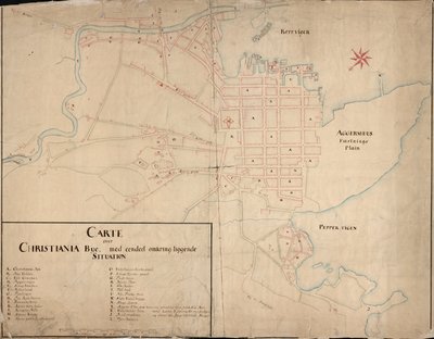 Carte de la collection de cartes de la Bibliothèque nationale. Publiée en 1649 et montre Christiania - Geelkerck