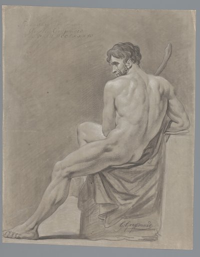 Homme nu assis, vu de dos (2e prix 1786) - Geerlig Grijpmoed