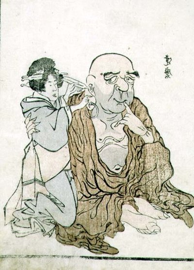Immortel se faisant nettoyer les oreilles, vers 1815 - Gekkotai Bokusen