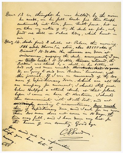 Journal de Gordon sur le siège de Khartoum, 14 décembre 1884 - General Gordon