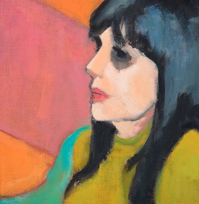 Cheveux noirs, pull-over à la chaux, 2017 (huile sur toile) - Genevieve French