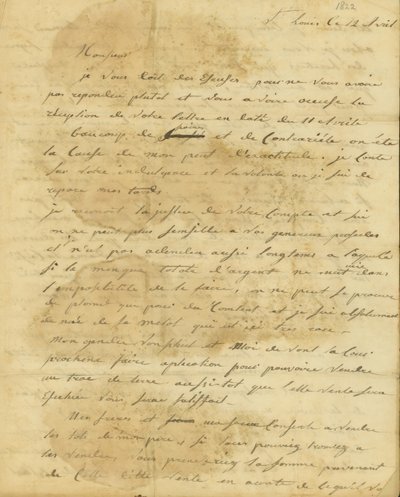 Lettre de Rosalie Saugrain à P. R. Bureau - Genevieve Rosalie Michau Saugrain