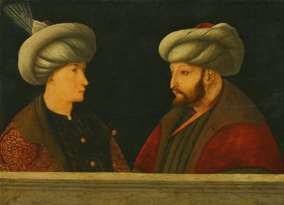 Portrait du Sultan Mehmed II (1432-81) avec un jeune dignitaire - Gentile (school of) Bellini