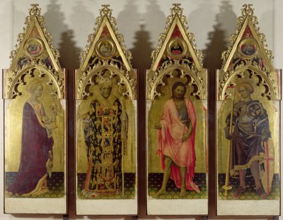 Quatre saints du polyptyque Quaratesi : Marie-Madeleine, Saint Nicolas, Saint Jean-Baptiste et Saint Georges, 1425 (tempera sur panneau) - Gentile da Fabriano