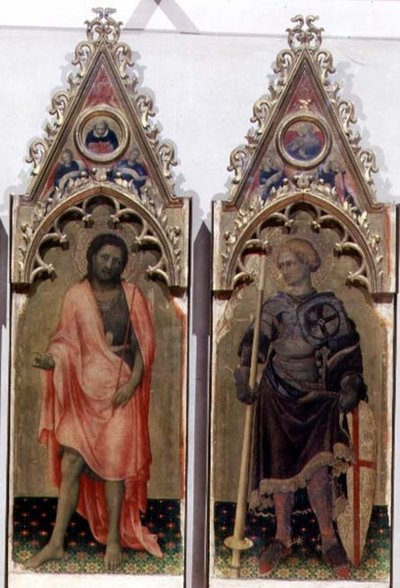 Deux saints du Polyptyque Quaratesi : Saint Jean-Baptiste et Saint Georges 1425 (détail) - Gentile da Fabriano