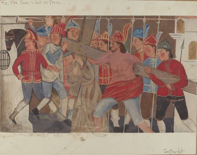 Station de la Croix n° 2 : La Croix est posée sur Jésus, vers 1936 - Geoffrey Holt