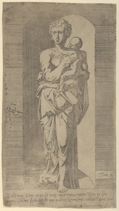 Vierge et Enfant dans une niche, milieu du 16ème siècle - Geoffroy Dumoûtier