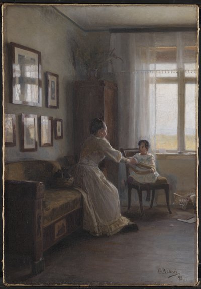 Intérieur avec la femme et l