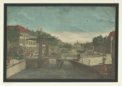 Vue sur la Bierkade à La Haye - Georg Balthasar Probst (possibly)