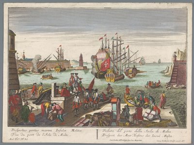 Gezicht op de haven te Malta - Georg Balthasar Probst