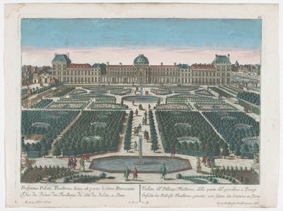 Vue du Palais des Tuileries à Paris depuis le Jardin des Tuileries - Georg Balthasar Probst