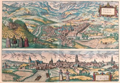 Bressanone, Italie - Lauingen, Donau, Allemagne - dans "Civitates Orbis Terrarum" de Georg Braun, Cologne 1617 - Georg Braun