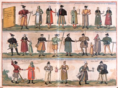 Costumes pour hommes et femmes - dans "Civitates Orbis Terrarum" de Georg Braun, Cologne 1617 - Georg Braun