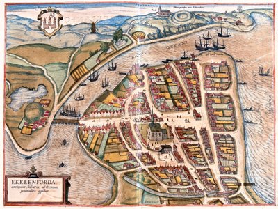 Eckernforde, Allemagne - dans "Civitates Orbis Terrarum" de Georg Braun, Cologne 1617 - Georg Braun