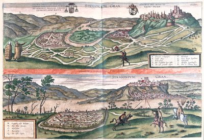 Esztergom, Hongrie - dans "Civitates Orbis Terrarum" de Georg Braun, Cologne 1617 - Georg Braun