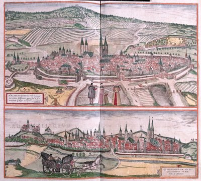 Halberstadt et Quedlinburg, Allemagne - dans "Civitates Orbis Terrarum" de Georg Braun, Cologne 1617 - Georg Braun