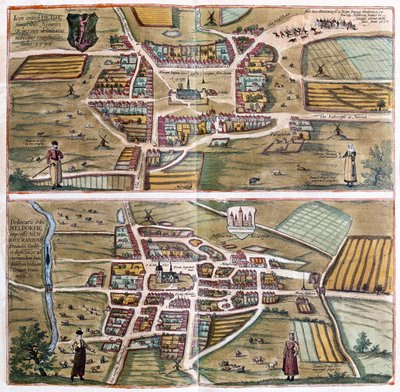 Heide et Meldorf, Allemagne - dans "Civitates Orbis Terrarum" de Georg Braun, Cologne 1617 - Georg Braun