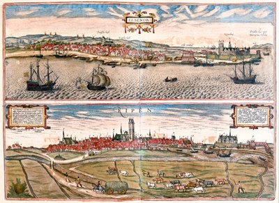 Helsingor (Helsimor - Hamlet), Danemark - dans "Civitates Orbis Terrarum" par Georg Braun, Cologne 1617 - Georg Braun