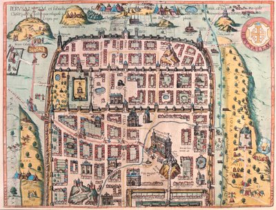 Jérusalem, Israël - dans "Civitates Orbis Terrarum" de Georg Braun, Cologne 1617 - Georg Braun