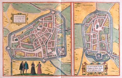 Leeuwarden (frison occidental), Franeker, Pays-Bas - dans "Civitates Orbis Terrarum" de Georg Braun, Cologne 1617 - Georg Braun