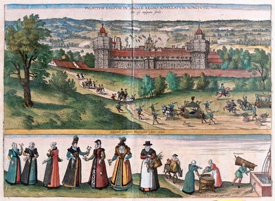 Nonsuch (Palais dans le Surrey), Angleterre - dans "Civitates Orbis Terrarum" par Georg Braun, Cologne 1617 - Georg Braun