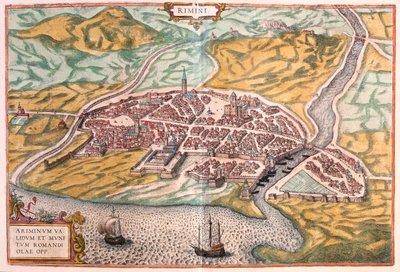 Rimini, Italie - dans "Civitates Orbis Terrarum" de Georg Braun, Cologne 1617 - Georg Braun