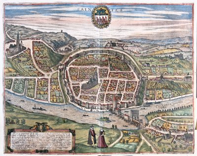 Saintes, France - dans "Civitates Orbis Terrarum" de Georg Braun, Cologne 1617 - Georg Braun