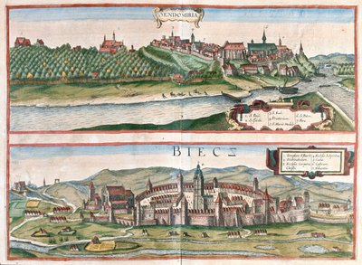 Sandomierz - Biecz, Pologne - dans "Civitates Orbis Terrarum" de Georg Braun, Cologne 1617 - Georg Braun