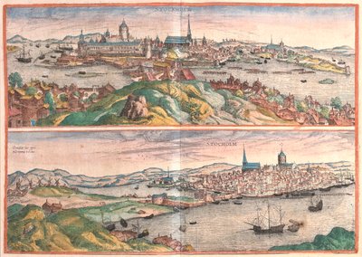 Stockholm, Suède - dans "Civitates Orbis Terrarum" de Georg Braun, Cologne 1617 - Georg Braun