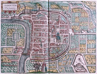 Trente, Italie - dans "Civitates Orbis Terrarum" de Georg Braun, Cologne 1617 - Georg Braun