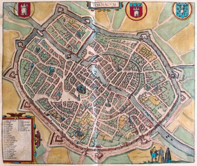Turnai, Belgique - dans "Civitates Orbis Terrarum" de Georg Braun, Cologne 1617 - Georg Braun