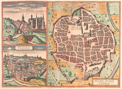 Urbino - Sulmona, Italie - dans "Civitates Orbis Terrarum" de Georg Braun, Cologne 1617 - Georg Braun