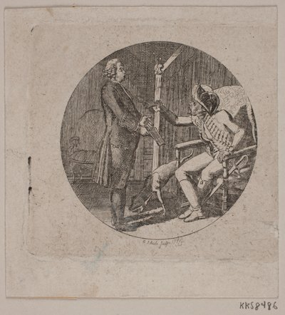 Vignette avec prêtre et vieil homme - Georg Christian Schule