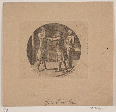 Vignette avec trois hommes - Georg Christian Schule