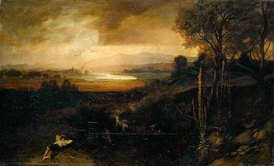 Paysage fluvial principal avant un orage - Georg Cornicelius