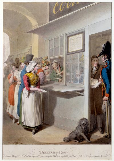 Le publiciste du Palais-Royal. Lithographie de George Emanuel Opitz (1775-1841) XIXe siècle. Paris, Musée Carnavalet - Georg Emanuel Opitz