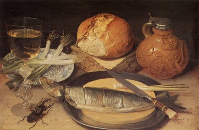 French : Nature morte avec un cerf-volant Still Life with Stag Beetle - Georg Flegel