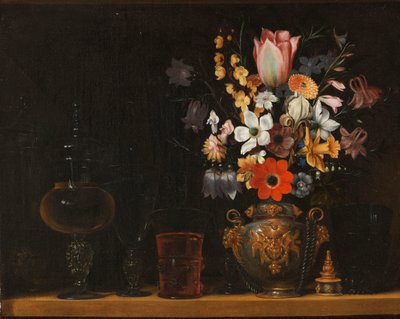 Nature morte avec un bouquet de fleurs et des gobelets en verre - Georg Flegel