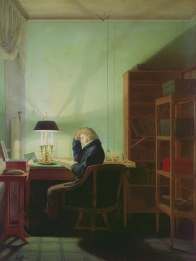 Lecteur à la lumière de la lampe - Georg Friedrich Kersting